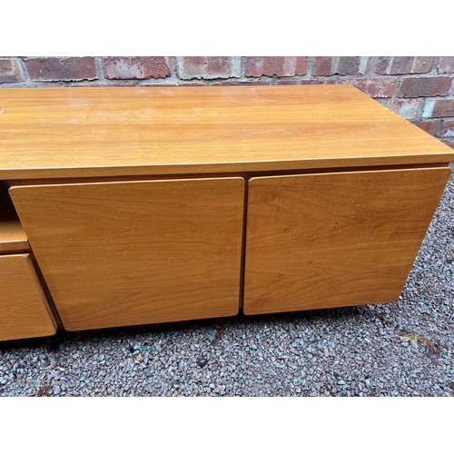 87 - TAPLEY DESIGN TEAK TWO PIECE LOW MEDIA UNIT