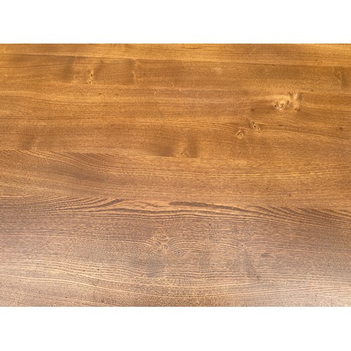 165 - LIGHT ERCOL ELM DINING TABLE WITH SIX GOLDSMITH TYPE CHAIRS