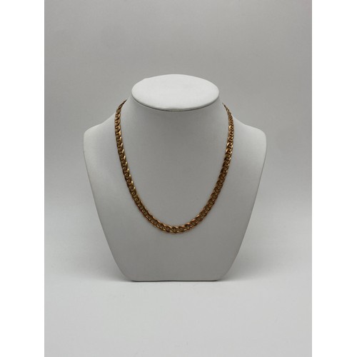 691 - 9CT GOLD FLAT CURB LINK NECK CHAIN WITH LOBSTER CLAW FASTENER 29.5G