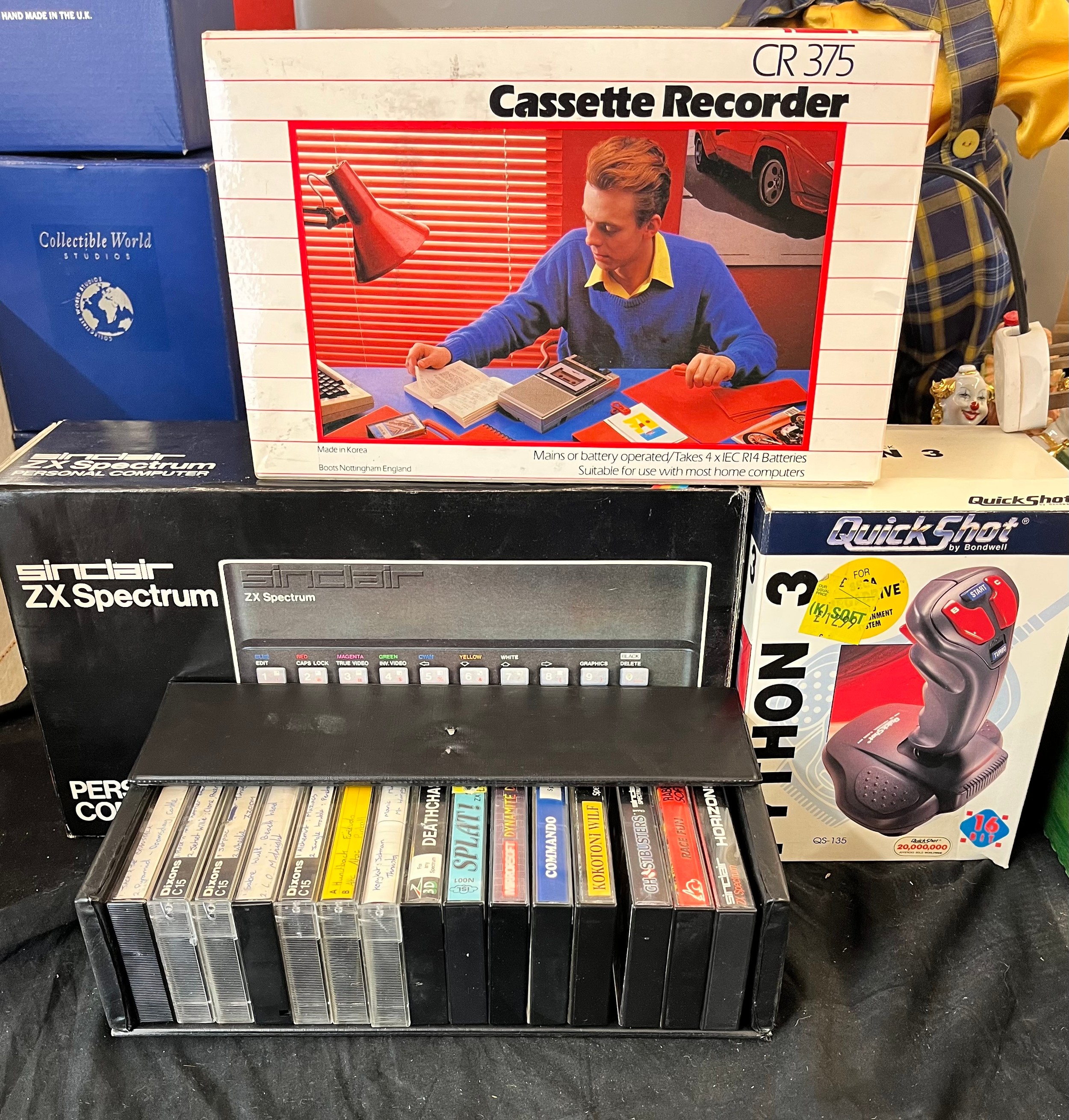 BOXED SINCLAIR ZX SPECTRUM, PYTHON 3 QUICKSHOT, TAPE RECORDER AND ...