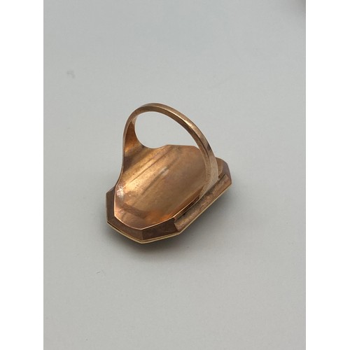 567 - UNMARKED ROSE GOLD GEORGIAN ENAMEL  MOURNING RING SIZE M 6.3G