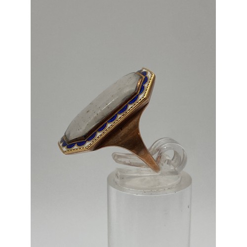 567 - UNMARKED ROSE GOLD GEORGIAN ENAMEL  MOURNING RING SIZE M 6.3G