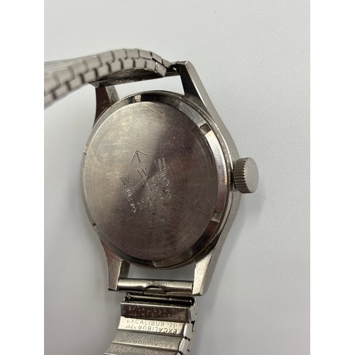 585 - VINTAGE ETERNA WWII 'DIRTY DOZEN' BRITISH ARMY WRIST WATCH WITH WWW BROAD ARROW ISSUE MARK TO S/S BA... 