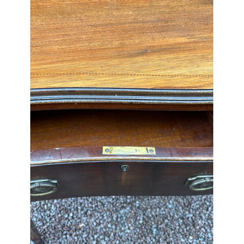 41 - MAHOGANY BOW FRONTED WRITING DESK