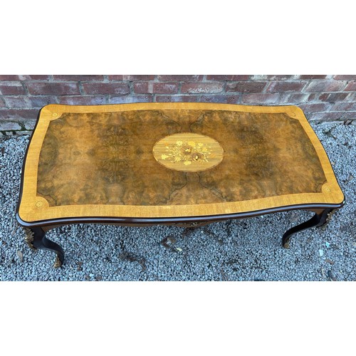 28 - FRENCH BURR WOOD AND INLAID COFFEE TABLE
