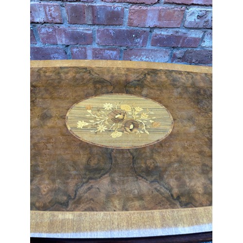 28 - FRENCH BURR WOOD AND INLAID COFFEE TABLE