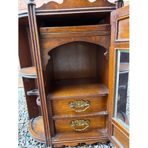 5 - VICTORIAN OAK GLAZED DOOR SMOKERS CABINET