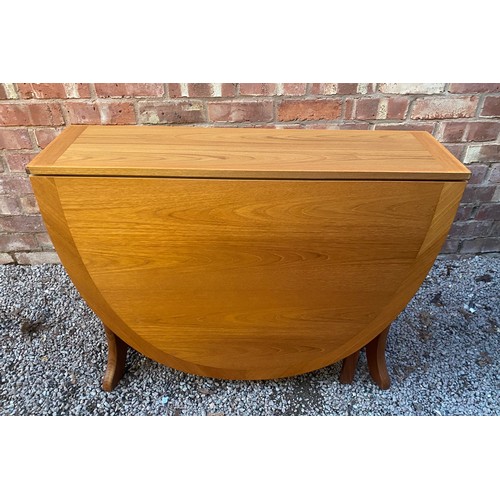 3 - TEAK OVAL EXTENDING DROP FLAP TABLE