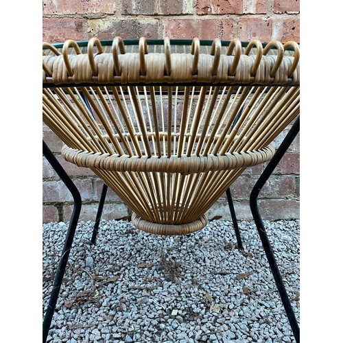 4 - RATTAN AND GLASS TOPPED CONICAL COFFEE TABLE