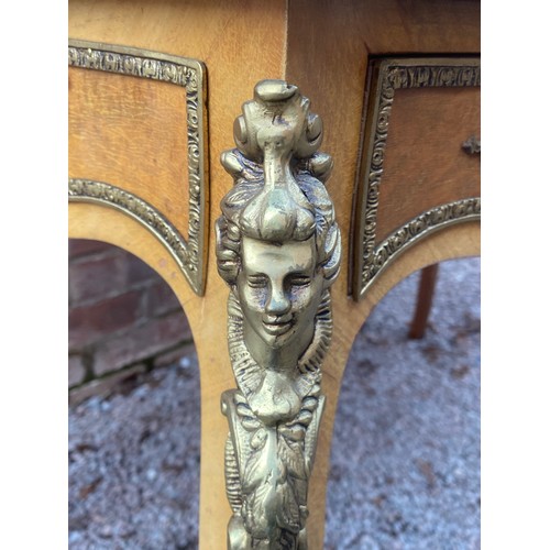 29 - FRENCH LOUIS XV STYLE LEATHER TOPPED SMALL BUREAU PLAT