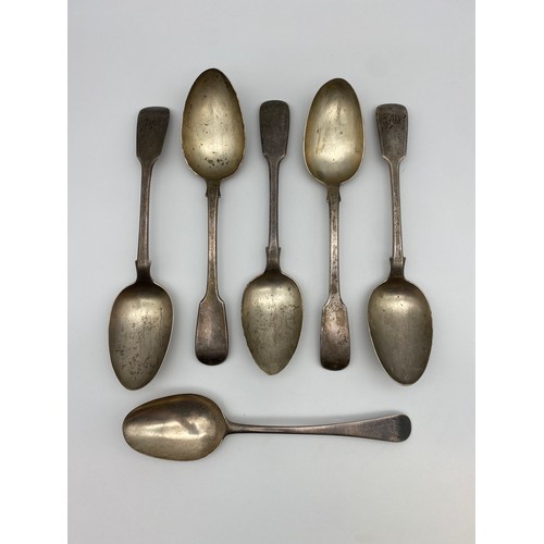 520 - SIX LATE GEORGIAN 19TH CENTURY TABLE SPOONS 14.2 OZ APPROX.