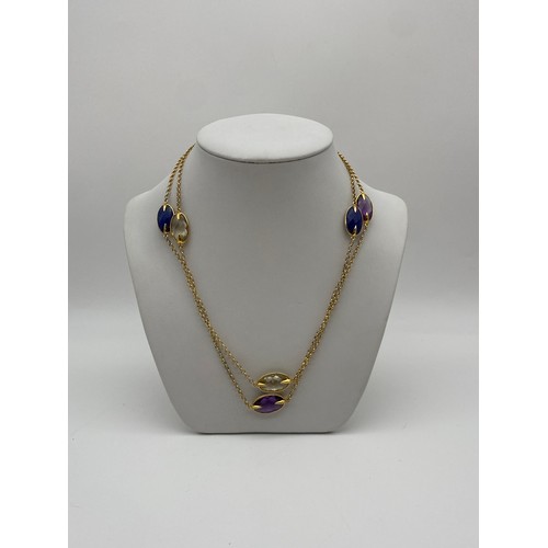 416 - BOXED MISSOMA 9CT GOLD OVAL FACETED BEAD NECK CHAIN 32.8G OVERALL