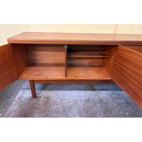 6 - NATHAN TEAK LONG SIDEBOARD WITH CIRCULAR HANDLES