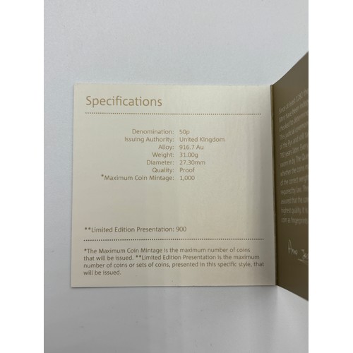 567 - CASED ROYAL MINT WITHDRAWAL FROM THE EUROPEAN UNION 2020 UK 50P GOLD PROOF PIEDFORT COIN