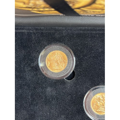 572 - CASED WWI 1914-1918 GOLD PROOF SOVEREIGN SET (5 COINS)