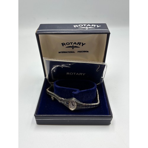 557 - LADIES BOXED BARK TEXTURED ROTARY WRIST WATCH