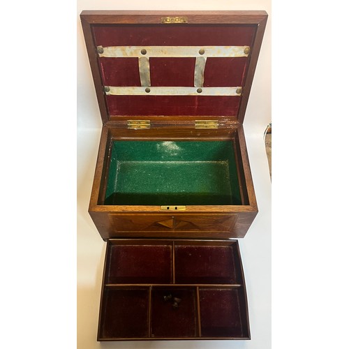 MAHOGANY MARQUETRY PARQUETRY BOX ON BUN FEET