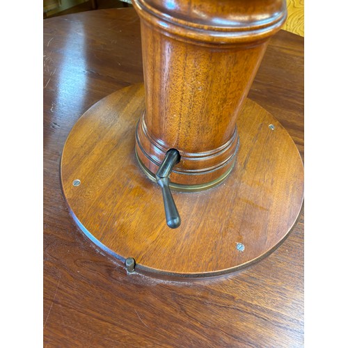 2 - REPRODUCTION MAHOGANY CROSS BANDED PEDESTAL COFFEE TABLE