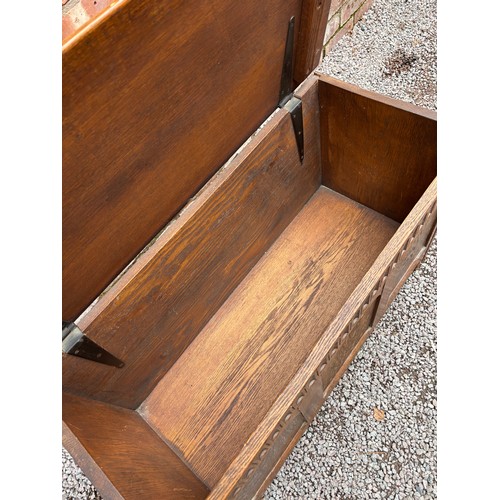 17 - CARVED THREE PANEL FRONT COFFER