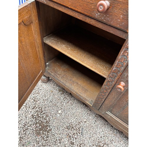 12 - OAK CARVED DRESSER WITH PLATE RACK
