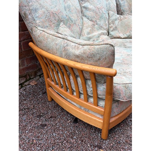 56 - ERCOL LIGHT ELM RENAISSANCE TWO SEATER SOFAS AND ARMCHAIR