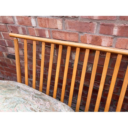 56 - ERCOL LIGHT ELM RENAISSANCE TWO SEATER SOFAS AND ARMCHAIR
