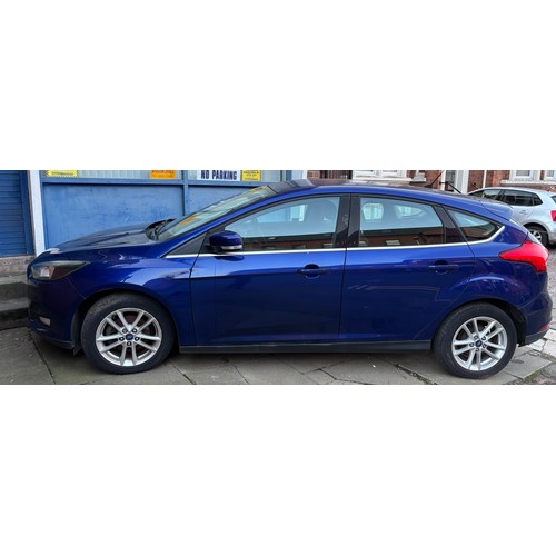 1 - BLUE FORD FOCUS TITANIUM FIVE DOOR CAR, VA65 NHZ PETROL 18653 MILES. LAST MOT FEB 2025. V5C DOCUMENT...