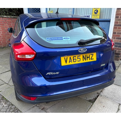 1 - BLUE FORD FOCUS TITANIUM FIVE DOOR CAR, VA65 NHZ PETROL 18653 MILES. LAST MOT FEB 2025. V5C DOCUMENT... 