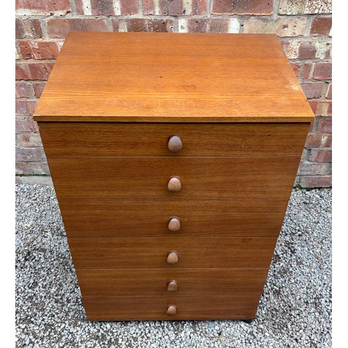 51 - AVALON TEAK SIX DRAWER CHEST OF DRAWERS
