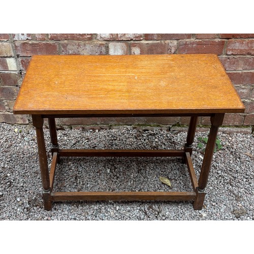 27 - OAK TABLE AND REPODUCTION CARVED OAK JACOBEAN STYLE  BOX