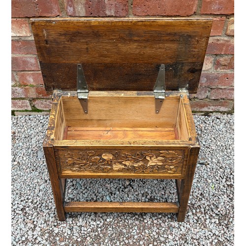 9 - CARVED PANEL FRONT STORAGE STOOL