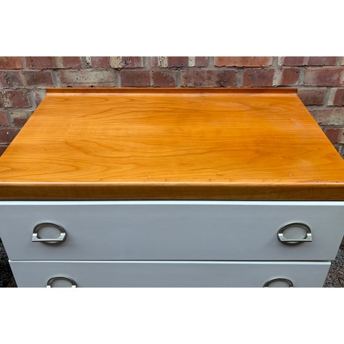 6 - LIGHT OAK WHITE PAINTED GLOSS CHEST OF DRAWERS