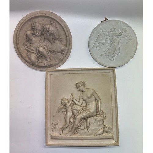 SQUARE AND ROUNDEL BAS RELIEF CLASSICAL PLAQUES