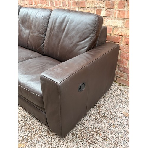 34 - BROWN LEATHER THREE SEATER SOFA AND TWO SEATER SOFA