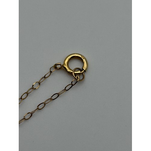 474 - 9CT GOLD HORN OF PLENTY PENDANT ON TRACE CHAIN 1G