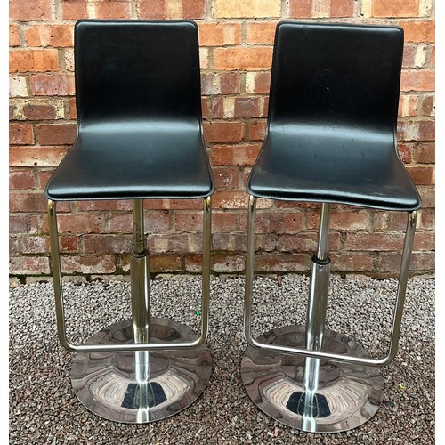 100 - PAIR OF HYDRAULIC CHROMIUM BASE BREAKFAST BAR STOOLS