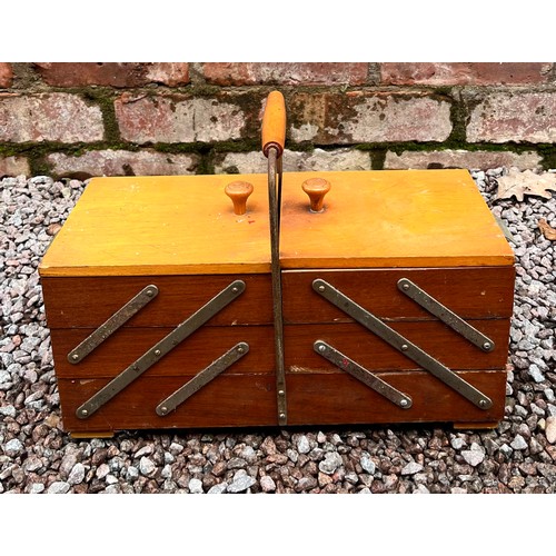 111 - BEECH CANTILEVER NEEDLEWORK BOX