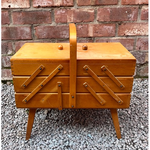 110 - BEECH CANTILEVER NEEDLEWORK BOX