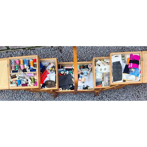 110 - BEECH CANTILEVER NEEDLEWORK BOX