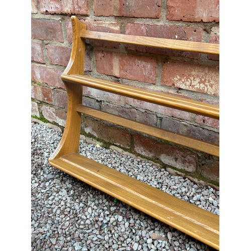 105 - ERCOL ELM WALL MOUNTED DELFT RACK