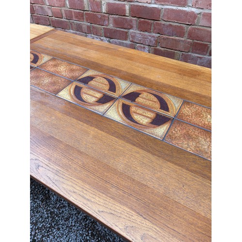 49 - 1960/70S ANSAGER MOBLER DANISH TEAK DROP FLAP DINING TABLE WITH CENTRAL TILE TOP PANEL
