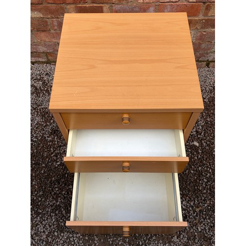 114 - BEECH THREE DRAWER CHEST