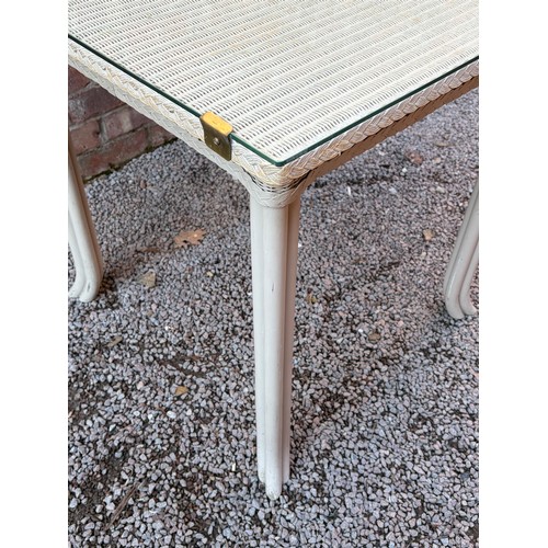 81 - LLOYD LOOM GREY WASH SQUARE TOP TABLE WITH GLASS TOP