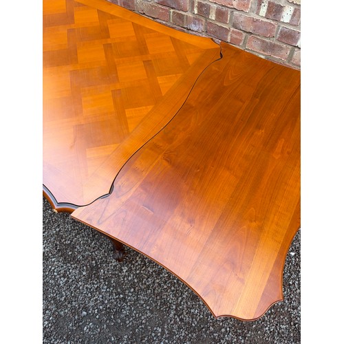 63 - REPRODUCTION NOVE STYLE FRENCH EXTENDING DRAWER LEAF DINING TABLE WITH SIX BERGERE CANED CHAIRS