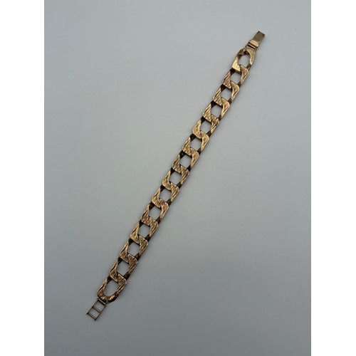 508 - 9CT GOLD TEXTURED BARK BROAD FLAT LINK BRACELET 38.7G