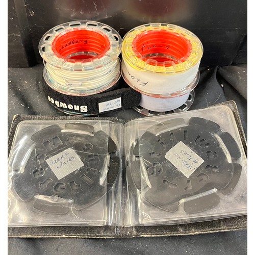 362 - STANLEY HEAVY DUTY WHEELIE TRUNK VARIOUS FLY FISHING RELATED TACKLE, TRAY OF VARIOUS WET/DRY LINES L... 