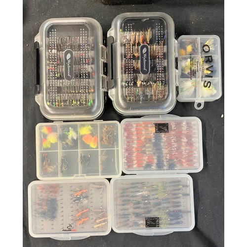 362 - STANLEY HEAVY DUTY WHEELIE TRUNK VARIOUS FLY FISHING RELATED TACKLE, TRAY OF VARIOUS WET/DRY LINES L... 