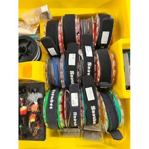 362 - STANLEY HEAVY DUTY WHEELIE TRUNK VARIOUS FLY FISHING RELATED TACKLE, TRAY OF VARIOUS WET/DRY LINES L... 