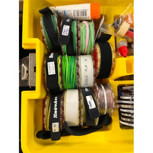 362 - STANLEY HEAVY DUTY WHEELIE TRUNK VARIOUS FLY FISHING RELATED TACKLE, TRAY OF VARIOUS WET/DRY LINES L... 