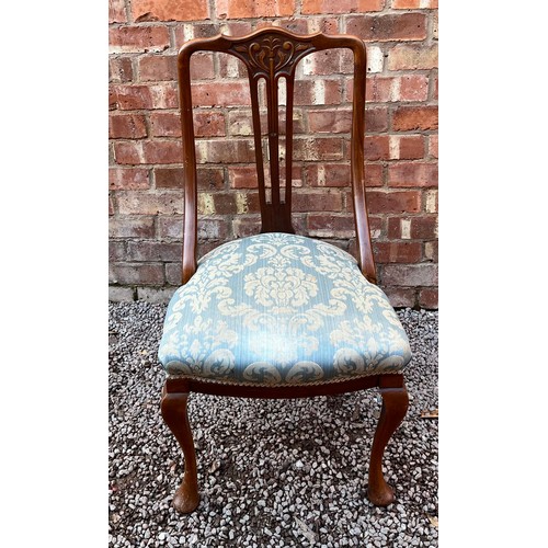 108 - EDWARDIAN CARVED BACK UPHOLSTERED DINING CHAIR